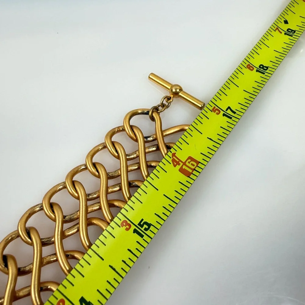 Vintage Anne Klein Necklace Chunky Gold Tone Bib Interlocking Figure 8 Links 17